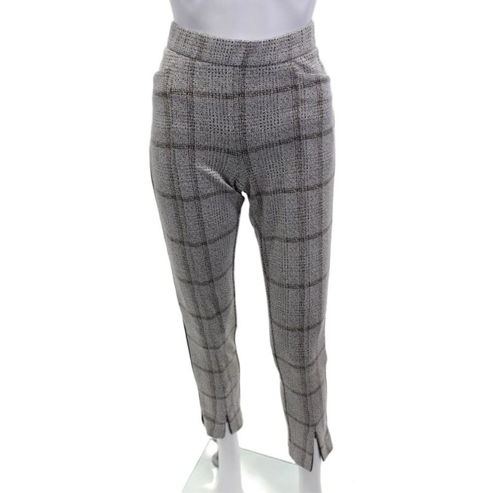 Melissa Nepton Women Ankle Cropped Checked Gray Dress Pants Petite Size S